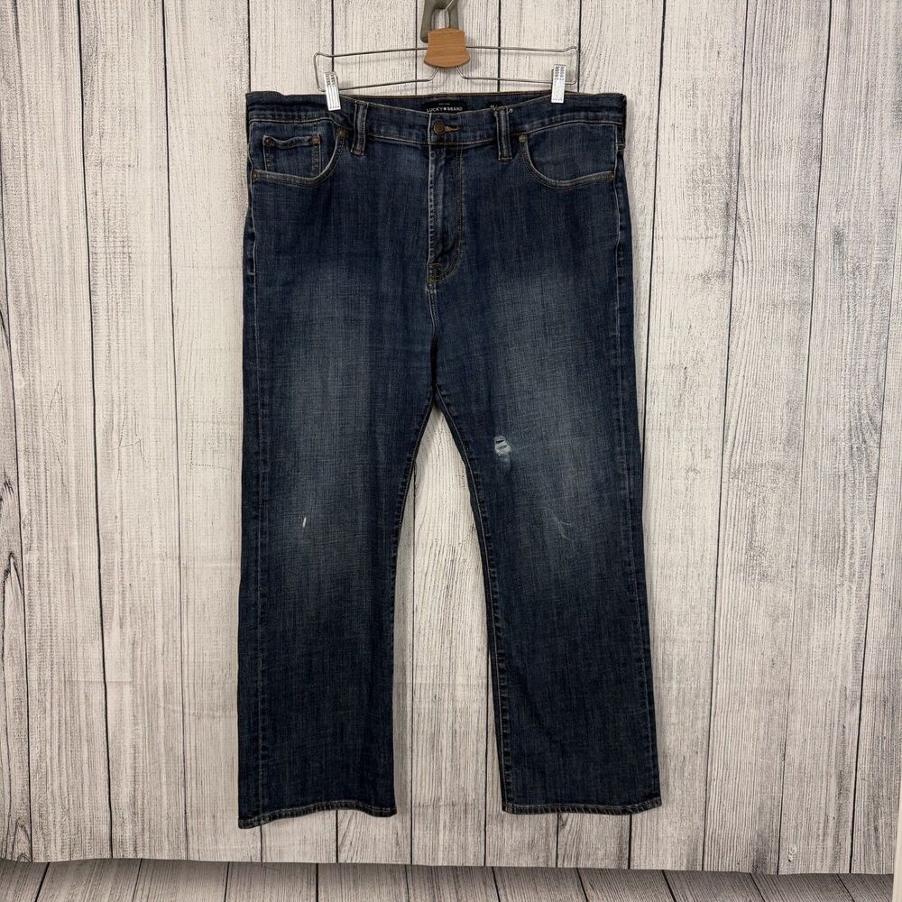 Lucky Brand Men's W40 x L30 Blue 181 Relaxed Straight Distressed Denim Jeans